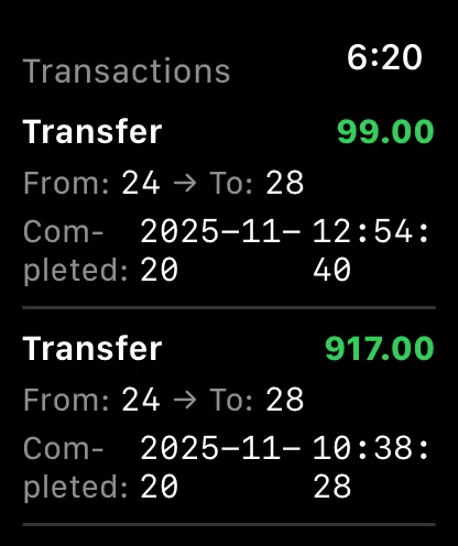 Apple Watch - Transaction History